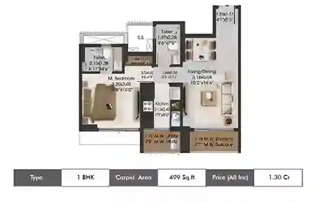 1 bhk 499sq.ft